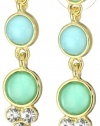 Anne Klein Gold-Tone Teal and Crystal Double Drop Earrings