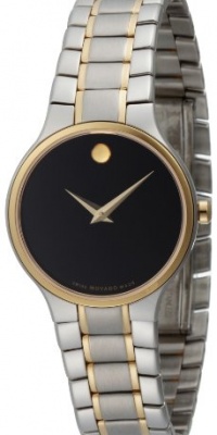 Movado Women's 0606389 Serio Two-Tone Stainless-Steel Black Round Dial Watch