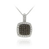 Sterling Silver 1/4ct TDW Champagne Diamond Square Necklace, 18