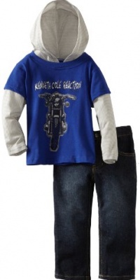 Kenneth Cole Boys 2-7 Slider Hoodie With Jeans, Blue, 2T