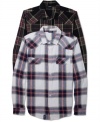 This stylish LRG button down pairs a classic plaid design with a flattering modern fit.