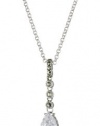 Judith Jack Sterling Silver with Marcasite and Cubic Zirconia Double Drop Pendant Necklace