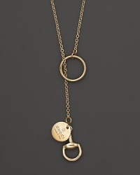 18K yellow gold lariat necklace with iconic Gucci horsebit detailing.