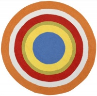 Area Rug 4x4 Round Kids Orange-White Color - Surya Playground Rug from RugPal