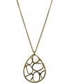 Free-flowing beauty from T Tahari. This oval pendant necklace from the Essentials collection is designed with openwork detail. Nickel-free for sensitive skin. Crafted in 14k gold-plated mixed metal. Approximate length: 17 inches + 3-inch extender. Approximate drop: 1-1/2 inches.