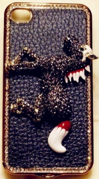 iPhashon 3D BLACK HORSE Leather Bling Case for iPhone 4 & iPhone 4S HIGH QUALITY Crystals Cover by iPhashon