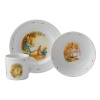 Colorful illustrations from Beatrix Potter's classic tale of Peter Rabbit make this nostalgic dinnerware set a beautiful gift for and reminder of his or her christening. Each piece inscribed with, For Your Christening.