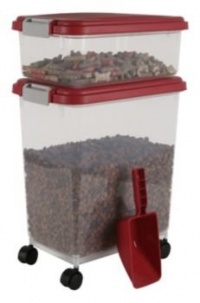 IRIS Airtight Pet Food Container Combo Kit, Garnet Red/Gray