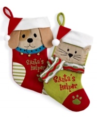 Throw them a bone. Fido and Fluffy get in on the festivities with their very own Christmas stockings. Jingling bells on the dog's collar and a scarf on the cat make your furriest family member an official part of the celebration.