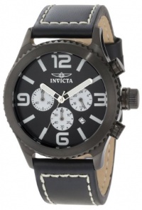 Invicta Men's 1430 II Collection Chronograph Black Dial Leather Watch