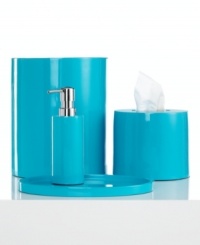 Outfit your bathroom in contemporary style with this soap and lotion dispenser from Jonathan Adler, crafted of wood with a hand poured lacquer finish for a smooth and sleek appeal.