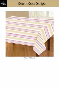 Homewear Retro Rose Stripe Printed Microfiber 52 by 70-Inch Oblong Table Cloth