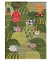 Life on the farm isn't all hard work -- make room for a little fun with this bright, quirky and irresistibly adorable area rug from Momeni! A pastoral scene of grassy hills and barnyard critters is hand-tufted from soft, durable modacrylic, featuring hand-carved details for texture that brings the landscape to life.