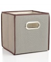 Stock up on storage-a smart, collapsible design in attractive natural tweed takes your space and introduces order. Perfect for storing books, CDs, toys, clothing and more, this cube is a must-have for order in your home.