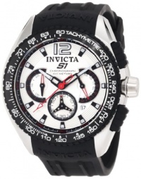 Invicta Men's 1454 S1 Racing Team Chronograph Silver Dial Black Polyurethane Watch