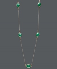 Long and luxurious. Wrap this stylish, Studio Silver design around your neck for a bold and brilliant look. Crafted in 18k gold over sterling silver and sterling silver with oval-cut green agate (45-3/8 mm). Approximate length: 38 inches.