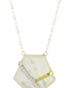 Kara Ross Geometric Mother-Of-Pearl and White Sapphires Gemstone Pendant Necklace