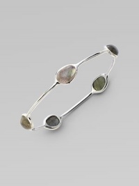 Pretty labradorite cabochons set in sterling silver. LabradoriteSterling silverSlip-on styleDiameter, about 2¾Imported 