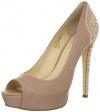 Boutique 9 Women's Cary Rhinestone Peep Toe Pump,Light Pink,9 M US