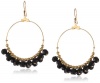 Kenneth Jay Lane Gold and Black Bead Hoop Earrings