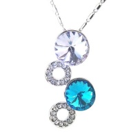 DaisyJewel Classics: Top Seller Mega Clearance Sale Eternity Journey Pendant Necklace with Round Austrian Crystals - Aquamarine Blue, a Touch of Palest Lilac Lavender, and Diamond-Like Sparkling Cubic Zirconias with Adjustable Delicate Box Chain and Lobst