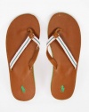 Polo Ralph Lauren Womens Tan, Pink, & Green Leather Sole Sandals/Flip Flops/Beach Ware-10