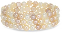 Woven Freshwater Cultured 3-Row Multi-Color Pink Pearl Stretch Bracelet, 7.5