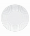 Dine with Wickford dinnerware and tie in timeless sophistication with every meal. This versatile white porcelain saucer has a contemporary shape embossed around the rim with a twisting rope design.