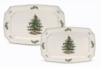 Spode Christmas Tree Rectangular Platters, Set of 2