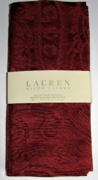 Lauren Ralph Lauren Paisley Rust Jacquard Table Linens / Napkins 20 X 20 Inches Set of 4 Dinner Napkins Holiday Fall