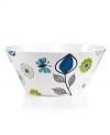 A fresh, floral design with a bright, retro color palette, this Carina melamine serving bowl offers a fun and whimsical accent to any casual occasion.