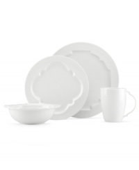 A better blank canvas. Lenox combines the versatility of whiteware with unique baroque shaping in the Regency Silhouette place setting, featuring glossy white porcelain for every day, any occasion.