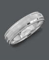 Stately style with symbolic meaning. Men's ring features a 14k white gold band with a satin center. Sizes 6-13.