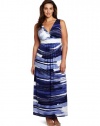 Karen Kane Women's Plus-size Printed Pleated Maxi Dress