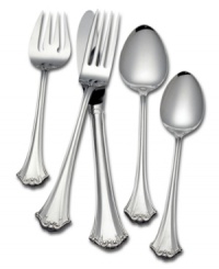 The charming Country French 5-piece place settings from Reed & Barton are crafted of polished 18/8 stainless steel and feature a fluted, fan-shaped handle with delicate scroll detailing.