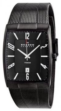 Skagen Men's 851LTBB Skagen Denmark Black Titanium Rectangle Watch