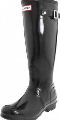 Hunter Women's Original Tall Welly Gloss Rubber Boot,Black,6 UK (US Women's 8 M)