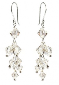 Sterling Silver Swarovski Elements Crystal Bicone Cluster Drop Earrings