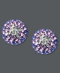 The ombre effect. Kaleidoscope dazzling button earrings feature a gradation of purple crystals all in a compact circle. Crafted in sterling silver with Swarovski elements. Approximate diameter: 1/2 inch.