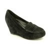 DV By Dolce Vita Piper Womens Size 9 Black Moc Suede Wedges Heels Shoes