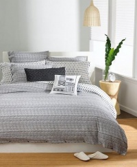 bar III Gray Textured Stripe KING Comforter