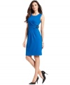 Alfani dresses up a classic petite sheath with a burst of pleating and shiny hardware at the hip. (Clearance)