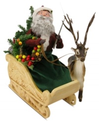 Ready for takeoff, Santa and Blitzen take the sleigh for a test drive before the big event. Wreaths, garland and more holiday decor with the handcrafted charm of Byers' Choice simulate the conditions they'll experience on Christmas Eve.