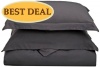 Clara Clark 1200 Grand Series 3 Pc Solid Duvet Cover (Button closure) - Full Queen, Charcoal Gray - 90 x 90 Inches - Includes 2 Pillow Shams - More Soft Comfortable and Breathable than Cotton