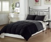 Chezmoi Collection 3-Piece Black Grey Super Soft Goose Down Alternative Reversible Comforter Set, Queen/Full Size