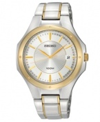 A classic men's timepiece updated with golden accents for a captivating creation, by Seiko.