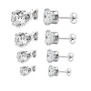 4 Pairs (3,4,5,6mm) Round Cz .925 Sterling Silver Stud Earrings