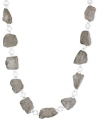 Look like a rock star. This necklace from Kenneth Cole New York is crafted from hematite-tone mixed metal with semi-precious geometric stones adding an edge and clear glass faceted beads providing the luster. Approximate length: 19 inches + 3-inch extender. Approximate drop: 3/4 inch.