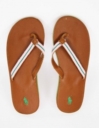 Polo Ralph Lauren Womens Tan, Pink, & Green Leather Sole Sandals/Flip Flops/Beach Ware-10