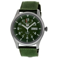 Seiko 5 Sport Automatic Khaki Green Canvas Mens Watch SNZG09